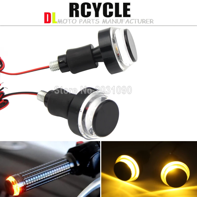 

LED Handlebar Motorcycle Turn Signal Light Amber Indicator Flasher 22mm Bar End Blinker Universal