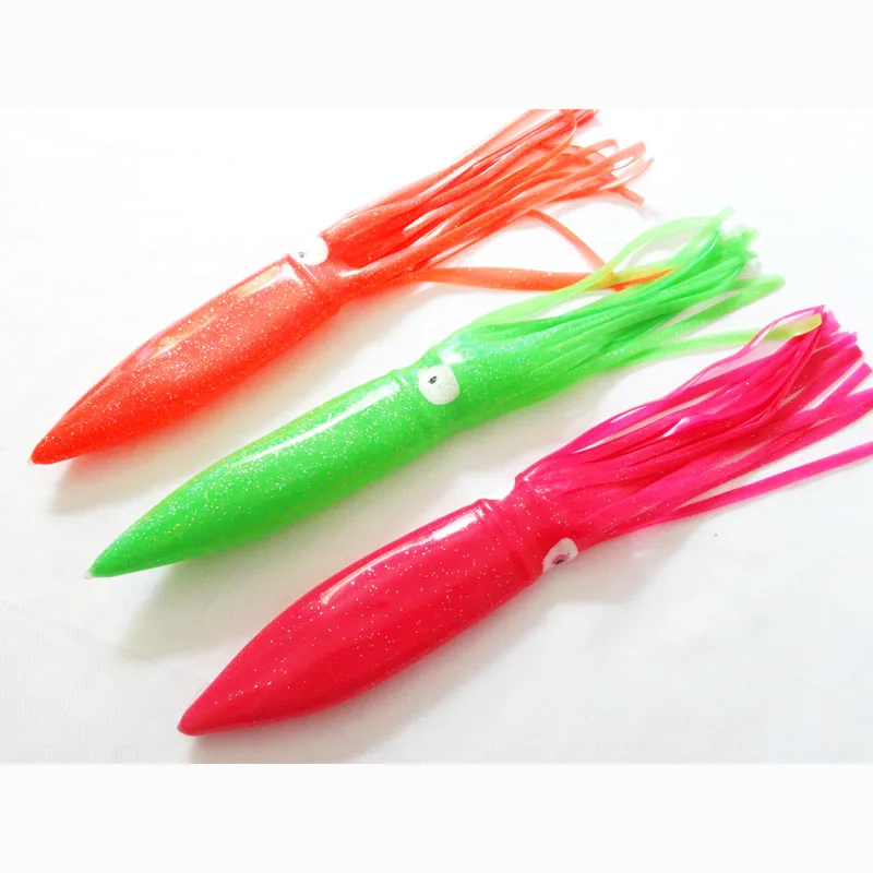 3 PCS Octopus Lures 13" 34cm 44g Soft Plastic Fishing lure Hoochie