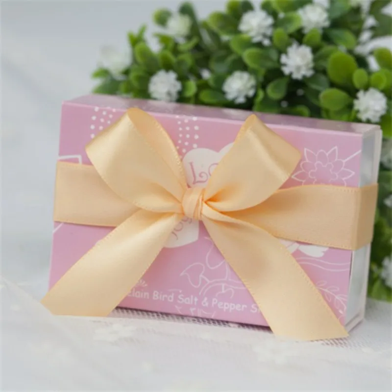 6 комплектов любовь птицы розовый керамический Солонка и перец шейкеры свадебные сувениры для дешевый свадебный подарок