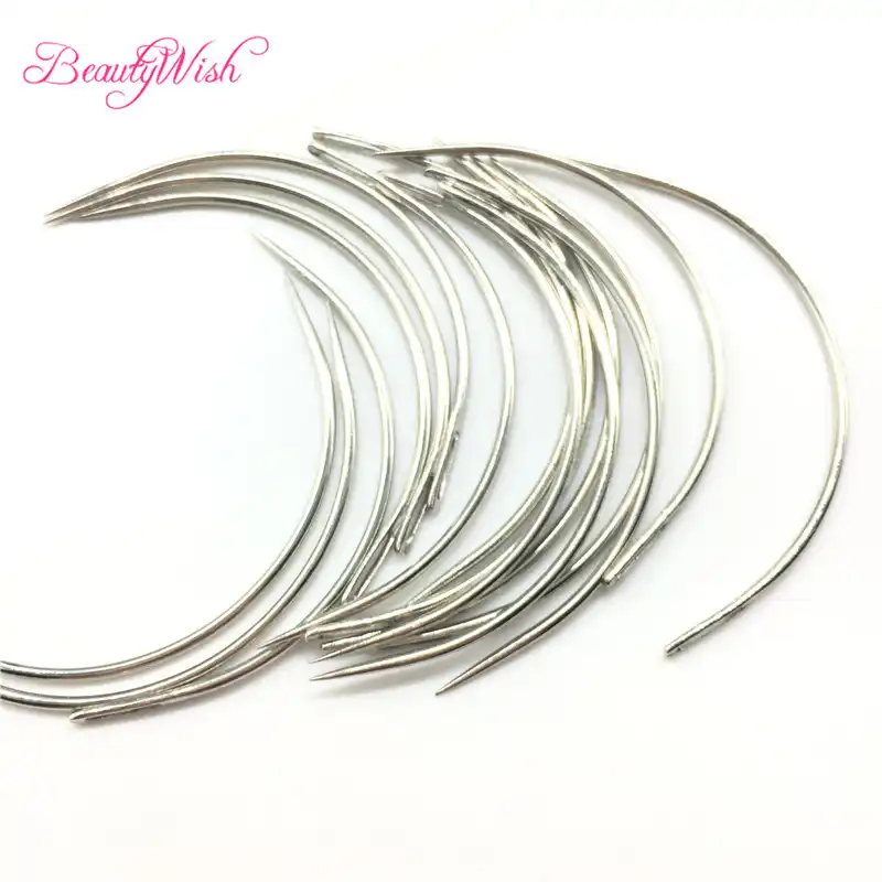 50Pcs Hair Weaving Needles Small Type 60mm Long Curved Weaving Needles