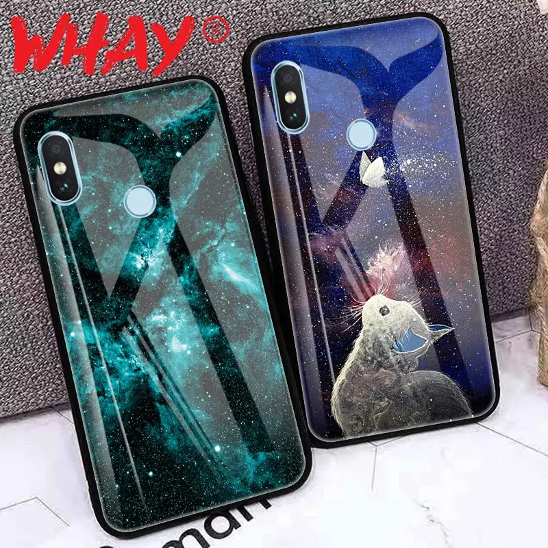 Tempered Glass Case For Xiaomi Redmi 6A Coque Luxury Stars Space Mi A1 A2 Lite 5 Plus Note 6 Pro 4X |