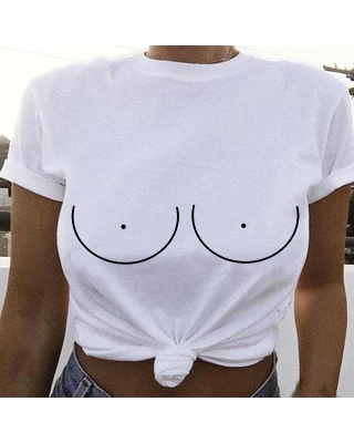 buy 2018 Sexy Big Boobs Print T Shirt Women #039;s Short Sleeve Summer Creative Pattern Funny Female Modal Tops Novelty Tees Clothes
