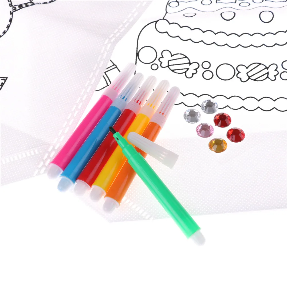 DIY Раскрашенная сумочка материал для творчества набор сумка для рисования игрушки нетканые яркие рисунки детский сад граффити 22*24 см