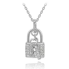 New Korea Key Pendant Rose Gold Square Lock Fashion Rhinestone Key Lock Pendant Necklace Women Men's Padlock Necklace Jewelry New Korea Key Pendant Rose Gold Square Lock Fashion Rhinestone Key Lock Pendant Necklace Women Men's Padlock Necklace Jewelry