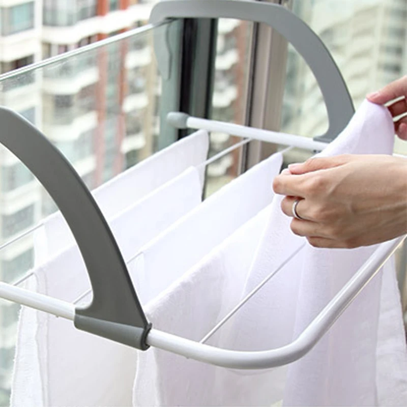 

Adjustable Folding Clothes Drying Racks Hanger Shelf Creative Balcony Storage Holder Outdoor Indoor Laundry Towel Clothes Drying