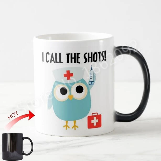 

Funny Cute Nurse Owl Magic Mug Kawaii Nurse I Call the Shots Tea Coffee Mugs Cups Owl Professions Creative Gifts Coworker Gifts