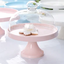 Европейский Свадебный керамический поднос для торта, фруктовый десерт, чай для дома, магазин тортов, вечеринка на день рождения, отель со стеклянным чехлом