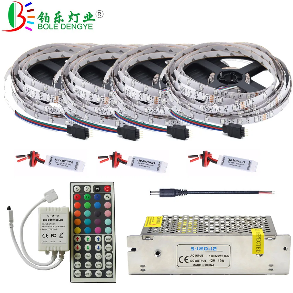 Светодиодная лента RGB 5 м 10 15 20 + источник питания 12 В светодиодный контроллер SMD 2835