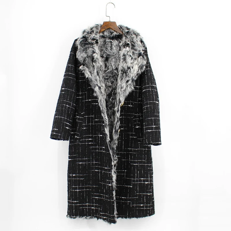 

real sheep fur woollen coat for women trench coat with genuine lamb sheep fur liner thick warm winter 2018 female new outwear