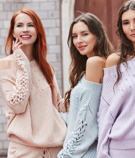 

Hot Sale 2018 Winter New Women's Cashmere Suit Heavy Work Beaded Knit Fashion Word Collar Sweater Trousers Two Sets Of Women