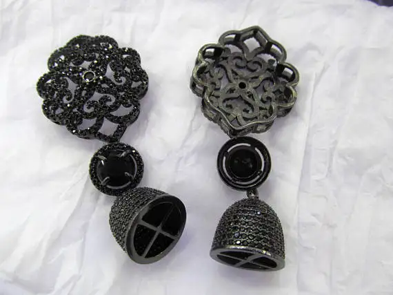 

2sets 60-70mm Emeral Green Micro Pave Diamond Connector, Pave Diamond CZ Connector Jewelry Round Drop Rice Black Jet Jewelry Foc