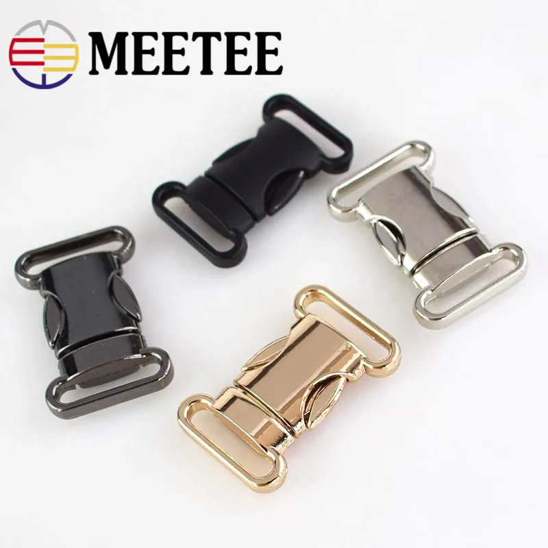 5pcs Meetee Metal Bag Quick Side Release Buckle 25/30/38mm Dog Collar Webbing Adjust Buckle Clothes Tactical Belts Accessories