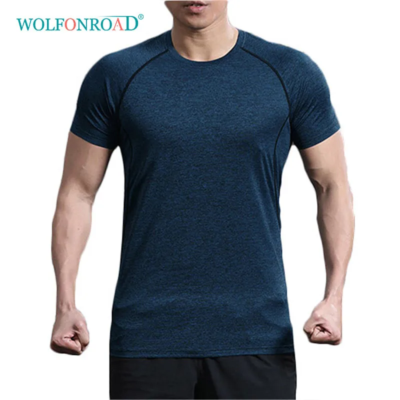 

WOLFONROAD Summer Man's Quick Dry T Shirts Camping Hiking Tees Man Running Fitness Sport Tshirts 6XL Elastic Gym Tops L-QZPL-12