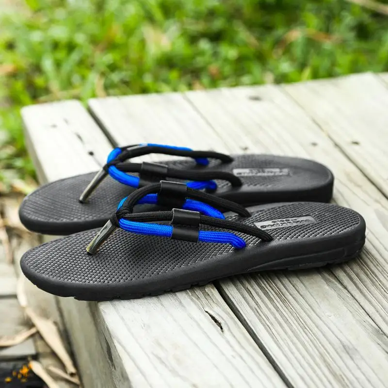Летние модные цветные прочные нескользящие сандалии удобные пара тапочек - Цвет: Синий