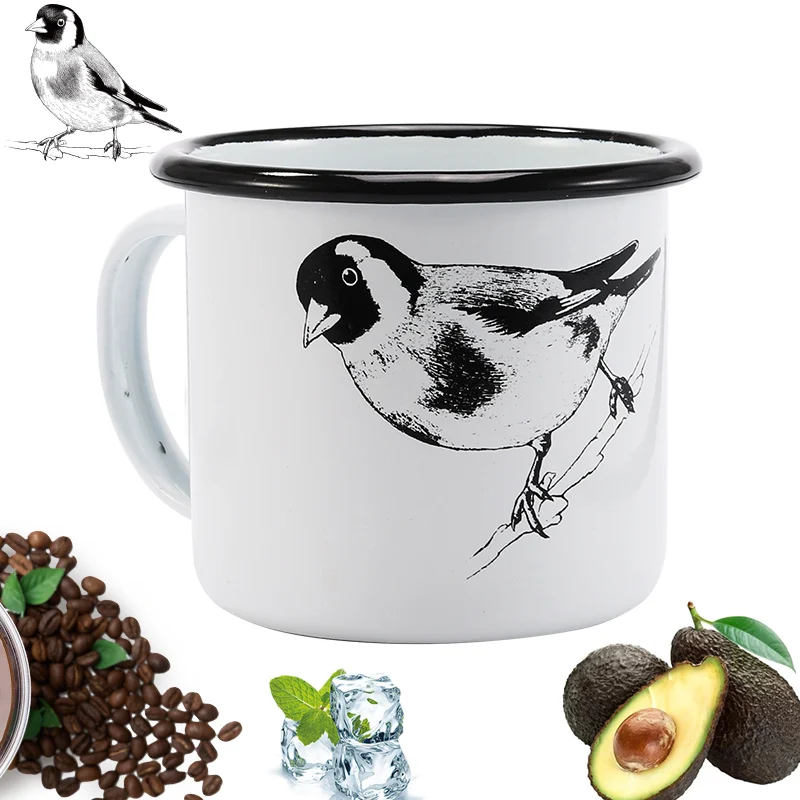 

Simple Black Border Black and White Bird Patterns, Office Home Coffee Dual Purpose Tea Mugs
