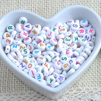 

7x3mm 400Pcs Mixed color Alphabet/Letters Flat Round Pony Beads For Jewelry Making YKL0187