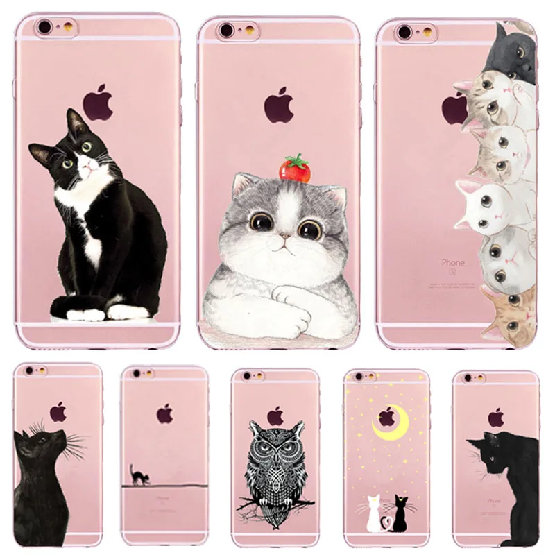 

Cute Cats Dogs Animal Cases For iphone X 10 6 6S 7 8 5s SE 6splus 7plus 8plus Case Corky Soft TPU Silicone Back Cover Shell Capa