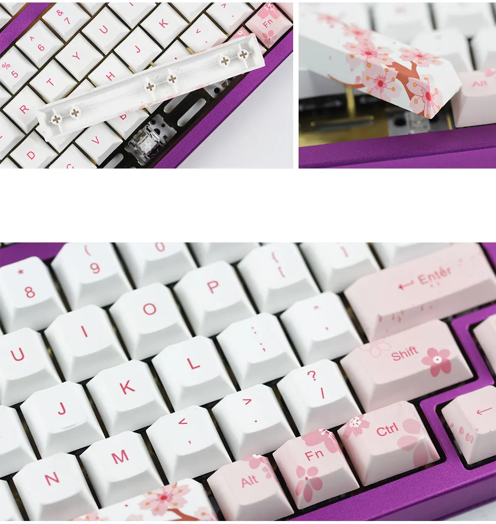 Kbdfans Новое поступление пять поверхностных сублимации sakura keycaps 126 клавиш для механической клавиатуры mx cherry switch