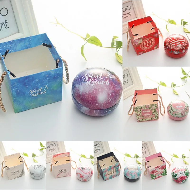 

Personality Candy Tin Box Flat Round Little Gift Box Jewelry Gift Bird Box Tote Home Garden Festive Party Supplies