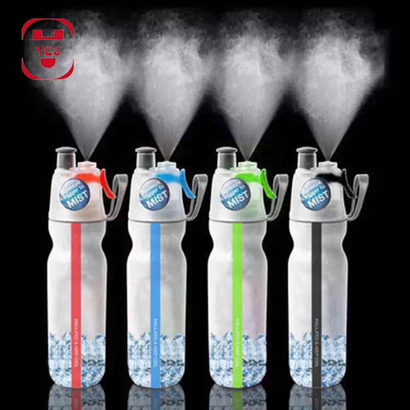 

500ml Outdoor Keep Cool Insulated Bike Sports Water Bottle Spray Mist Squeeze Bottle Misting Portable Double-deck Spray