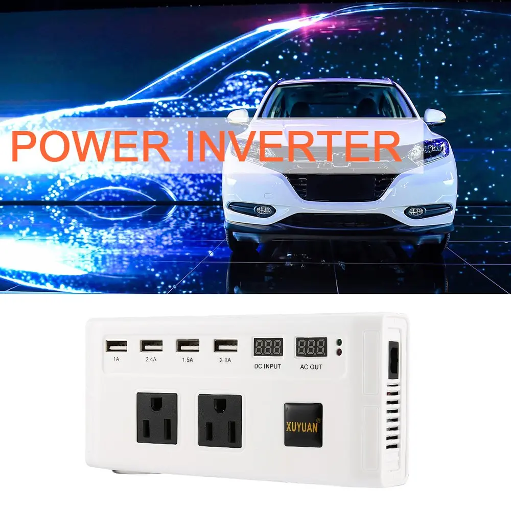 

XUYUAN Professional 200W Modified Sine Wave DC to AC Power Inverter with Digital Display US Socket Car Converter