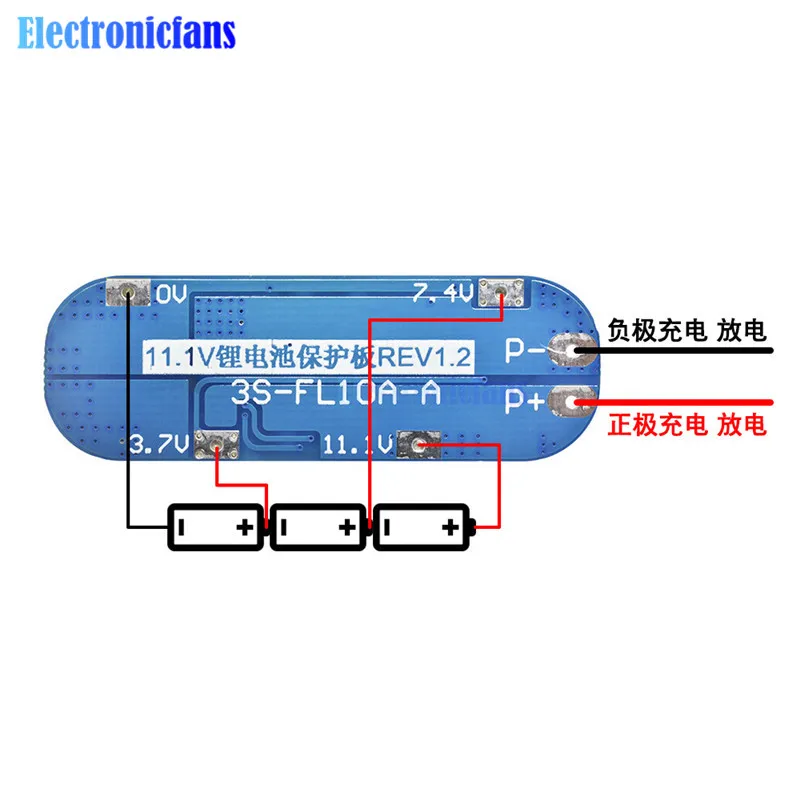 3S 10A BMS литий-ионная батарея Защитная плата 18650 зарядное устройство Защитная балансировка PCB BMS модуль 12,6 в эквалайзер плата