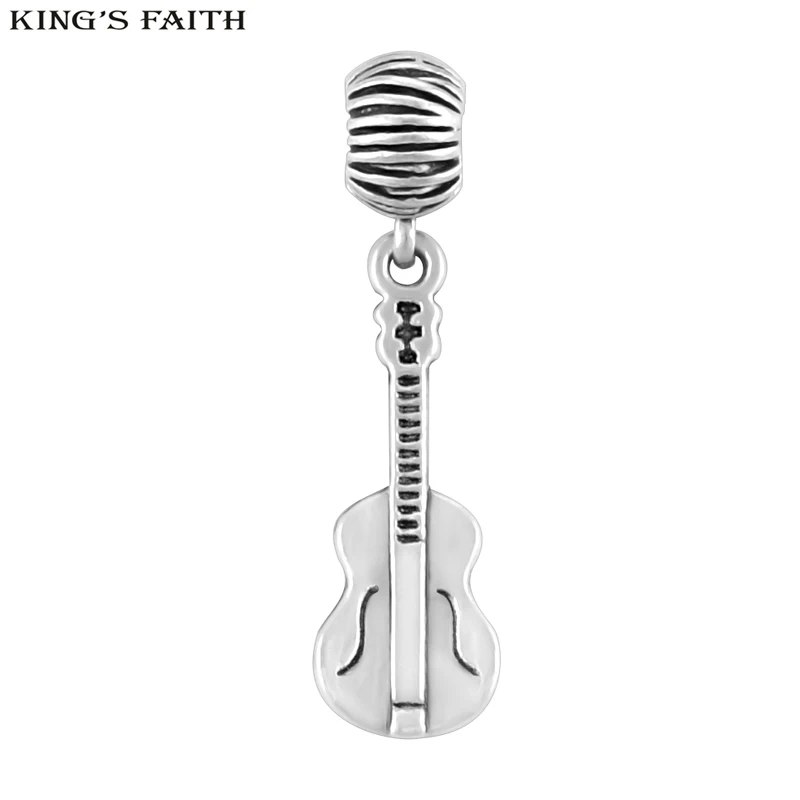 

KING'S FAITH New Fashion Musical Guitar Charm Pendant Fit Pandora Bead Charms Bracelets Diy Jewelry Making For Women SPP186