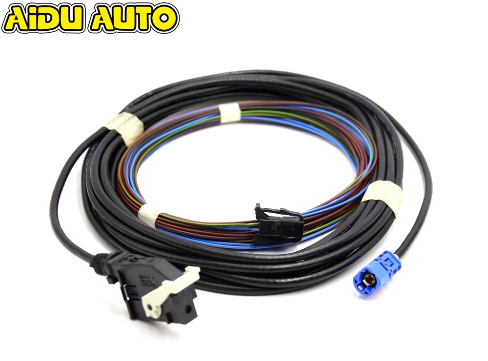 

HIGH QUALITY For JETTA MK6 TIGUAN RGB Trunk Hand Rear View Reversing Camera harness Cable wire RCD510 RNS315 RNS510