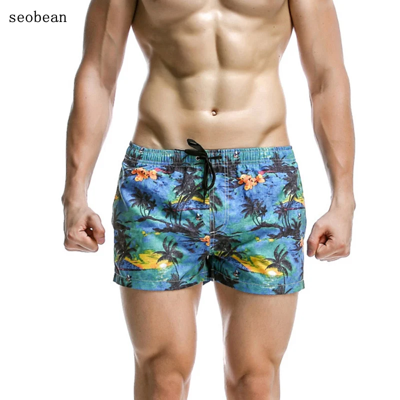 

SEOBEAN Brand Men Board Shorts Leisure Swim Boxers Trunks Men's Jogger Sweatpants Gay Man Swimwear Beach Short Swimsuit Bottoms