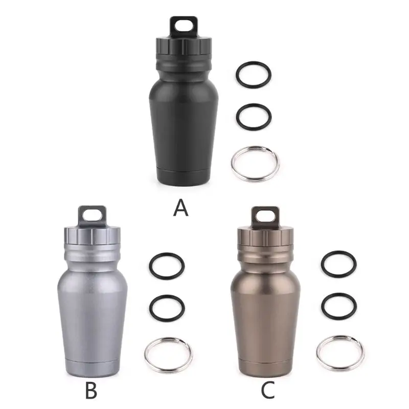 

New 1 Pc Portable Aluminum Alloy Waterproof Canister Outdoor Camping EDC Tool Seal Capsule Bottle for Travel 3 Colors