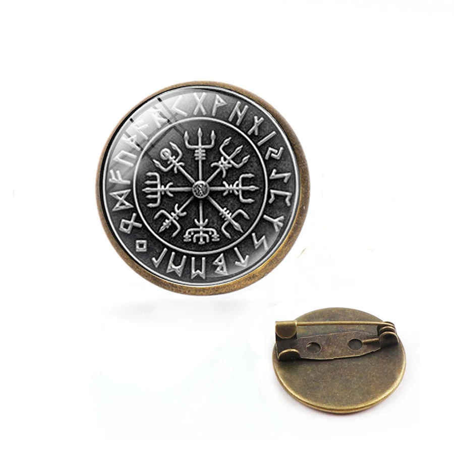 Новинка 2019 стеклянный купол воротник булавка Vegvisir Viking компас отворот булавки