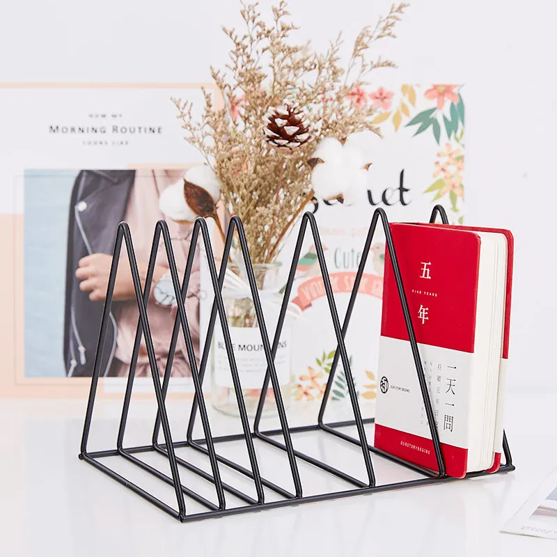 New creative desktop bookshelf ins wrought iron small bookshelf Simple desktop finishing storage