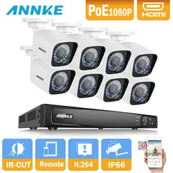 Annke 8ch 6mp NVR 1080 P poe ip ИК Камера PoE NVR комплект с 8 шт. 2.0mp Водонепроницаемый IP66 Камера регистраторы Посмотреть видеонаблюдения Системы