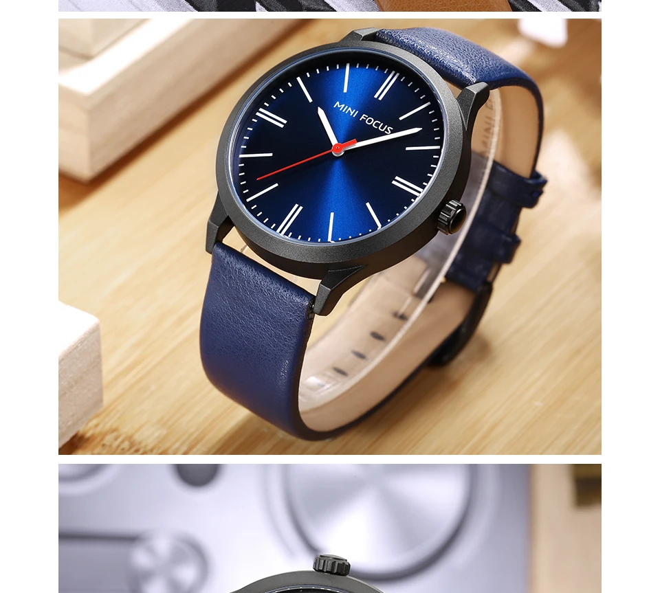 Мини фокус люксовый бренд для мужчин s наручные часы Роскошный Дизайн Кварцевые часы для мужчин водонепроницаемый черный кожаный ремешок Montre Homme мужские часы