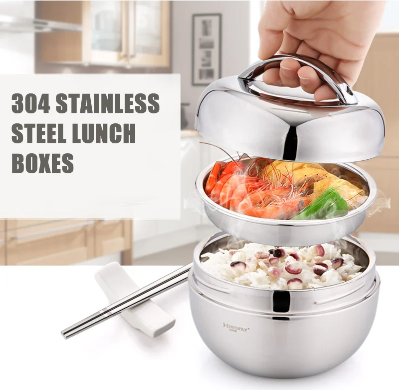 Double layer 304 Stainless Steel Thermal Insulation Lunchbox Portable Handle Student Kids Sushi Food Container Bento Lunch Box 7
