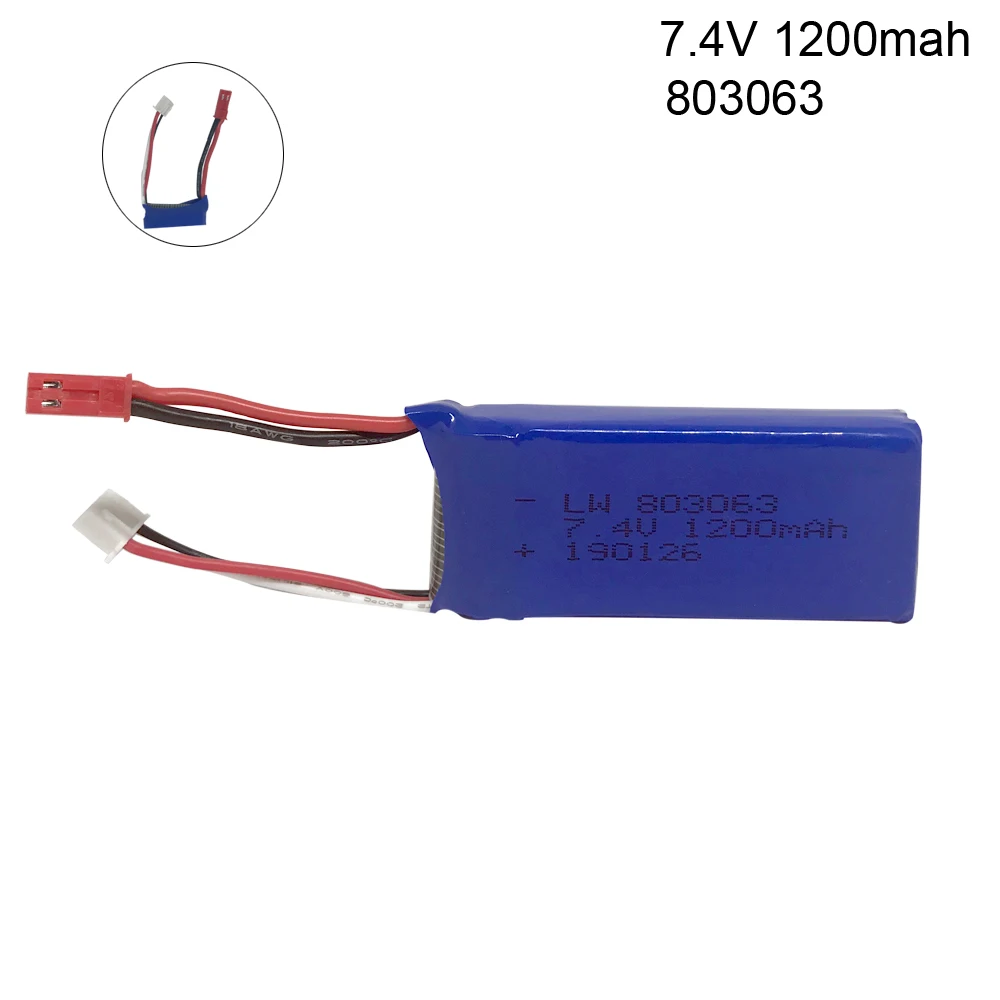 Аккумулятор Lipo для YiZhan Tarantula X6 MJX X101 X102h X1Brushless H16 WLtoys V666 V262 V353 V333 V323 7 4 V 1200mah 2S 803063 |