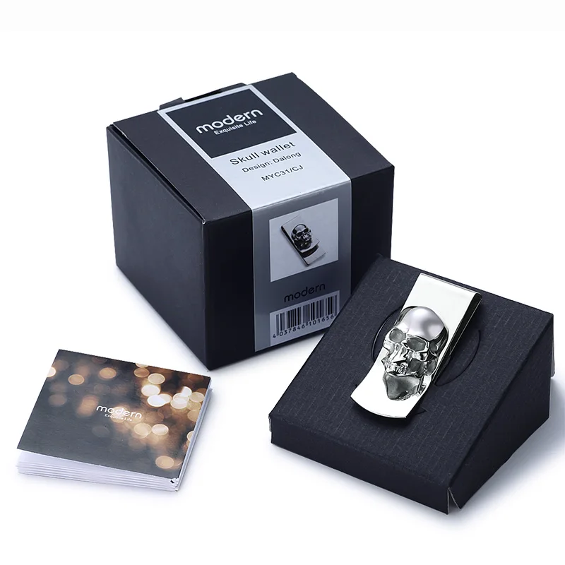 Metal money clip Skull Designs Men Sliver Money Clip Slim Pocket Purse Cash Holder Card Organizer Men Women Wallet