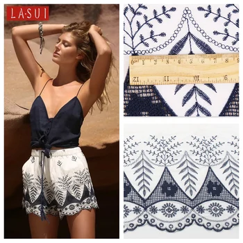 

3Yards Cotton hollow Plant jungle positioning embroidery fabrics DIY clothing materials breathalble Comfortable fabric M0014