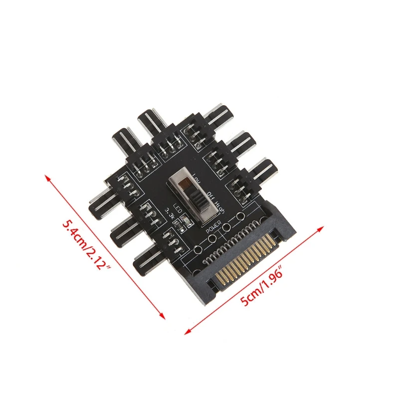

Computer SATA 1 To 8 Way Splitter Cooling Fan Hub 3-Pin 12V Power PCB Adapter