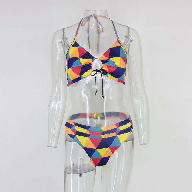 Itsroya специальный купальник с геометрическим принтом укороченные бикини купальник облегающее боди с высокой талией женский купальный костюм
