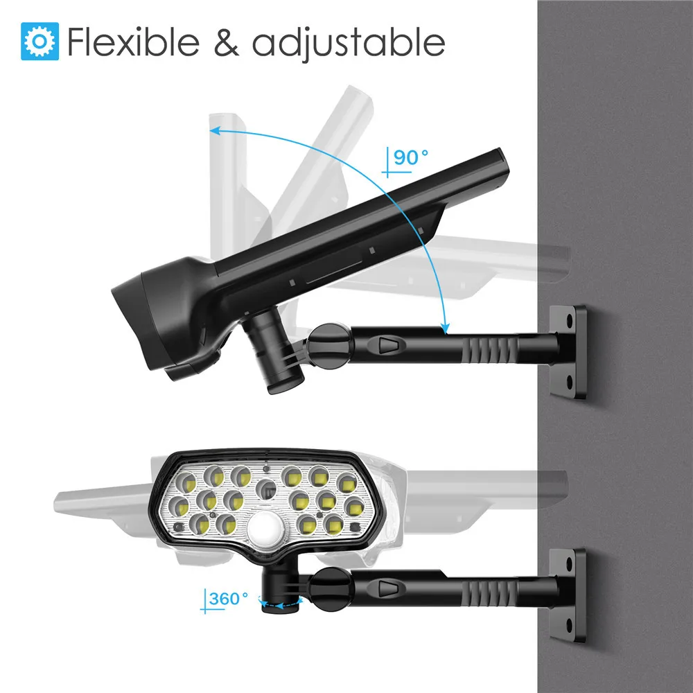 Солнечные огни на открытом воздухе 17 светодиодов безопасность и безопасность на солнечных батареях датчик движения свет с Мути-угол регулируемый, беспроводной водостойкий