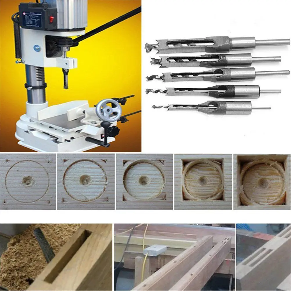 DSHA-4 шт. для обработки дерева квадратные отверстия сверла по дереву долото набор врезное долото набор долото деревообрабатывающие отверстия пилы наборы с