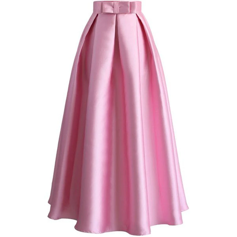 Beautiful Rushed Satin Pink Skirts faldas Customized High Quality Any
