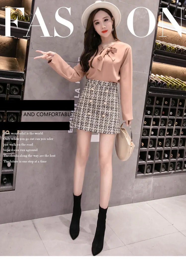 Vintage Plaid Women Skirt Winter 2019 New Fashion High Waist Skirt Ladies Woolen Skirts Jupe Femme Hiver Faldas Mujer Moda (2)