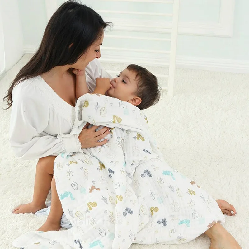 Детское полотенце хлопок мультфильм муслин Марля квадраты ткань младенческой пеленать банные одеяла вещи для новорожденных дети мыть пляж 6 слоев большой