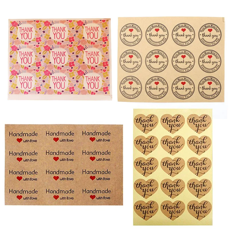

custom stickers 120pcs round thank you stickers Seal Labels baking label handmade with love sticker scrapbooking floral sticker