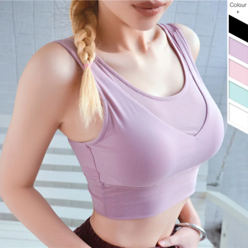 

2019 New Sports Bra Women Shockproof Fitness Gym Top Seamless Push Up Sport Lingerie Sexy Mesh Padded Bra Running Workout Bra