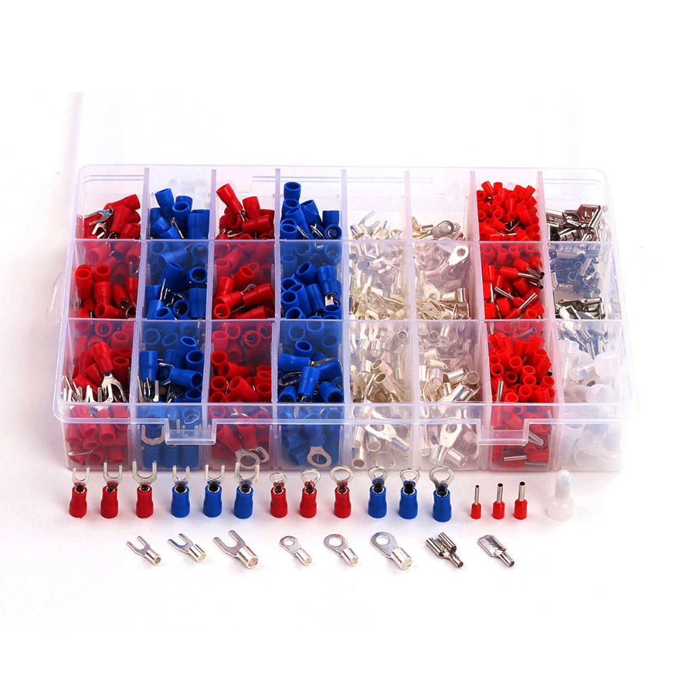 

1000pcs/Set 24Types Insulated Crimp Terminals Electrical Cable Wire Connectors Assorted Set