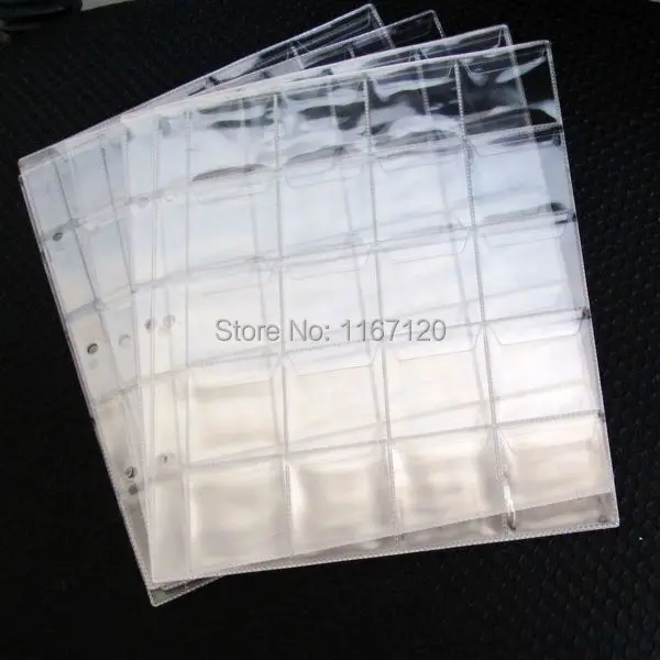 

20pcs/lot Clear 20 Pocket Coins Stamp Currency Protector Insert Page Sheets Holder Home decor 4.5*4.5cm MP03-20