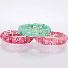 Красочный браслет Jad, браслеты на запястье, широкие браслеты, камни, браслеты для женщин, Исцеляющие ювелирные изделия B018